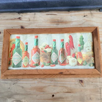Framed Tabasco Corrugated Tin Panel