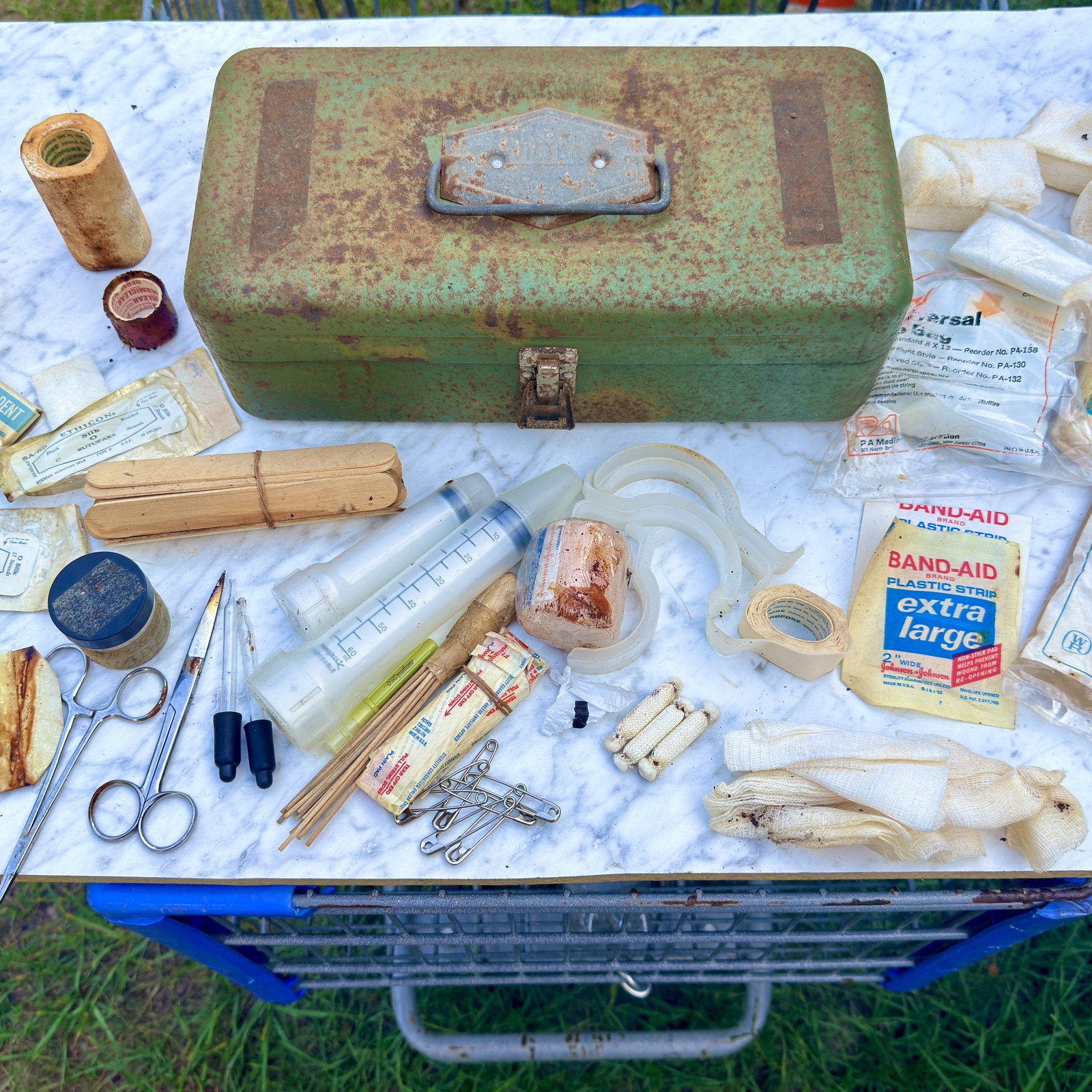 Inside a 1970s Metal First-Aid Kit